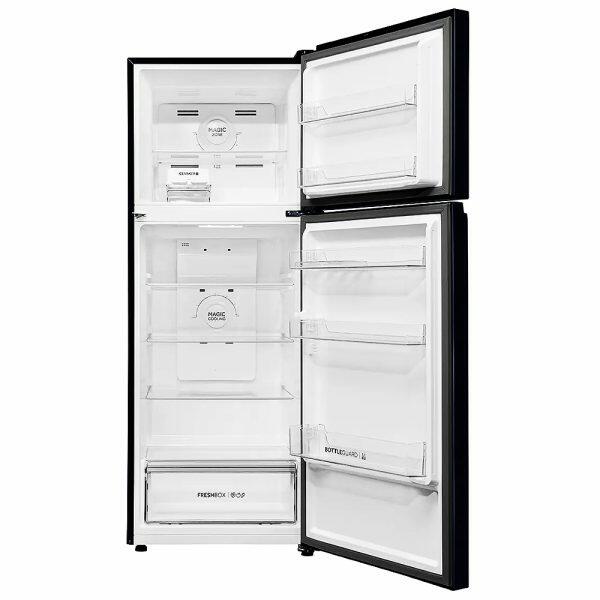 Haier HRF-4083PKG, 358 Litre 3 Star Double Door Refrigerator with Triple Inverter and 10-in-1 Convertible, Black Glass