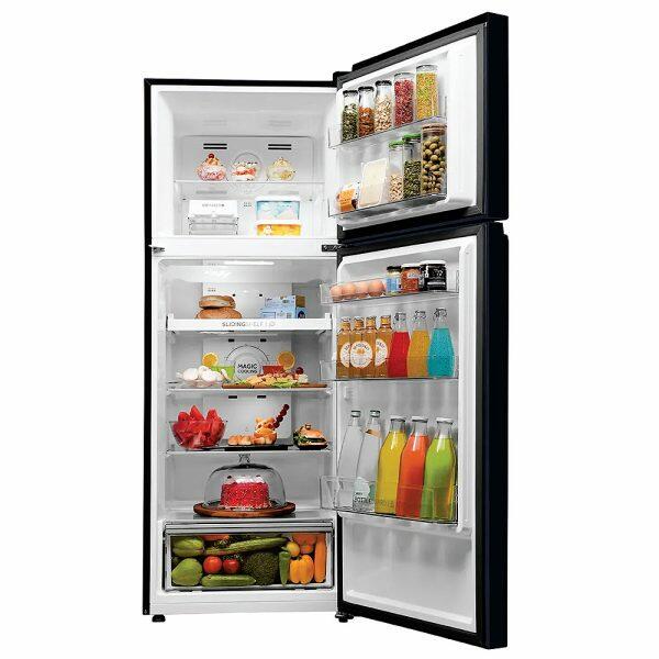 Haier HRF-4083PKG, 358 Litre 3 Star Double Door Refrigerator with Triple Inverter and 10-in-1 Convertible, Black Glass