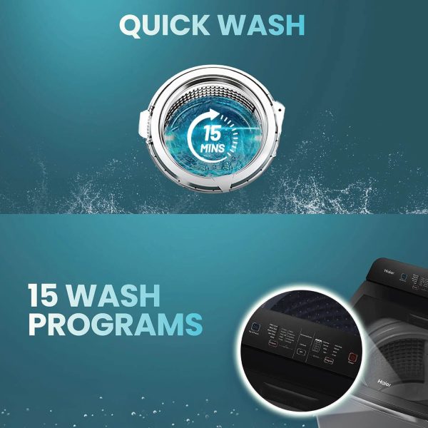 Haier HWM80-H826S6, 8 KG Fully Automatic Top Load Machine with Storm Pulsator, 3 Hot Water Modes, 15 Minutes Quick Wash and Built-In Heater, Silver