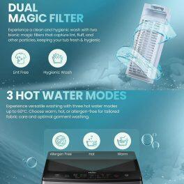 Haier HWM75-H678ES5, 7.5 KG Fully Automatic Top Load Machine with Back Panel, Built-in Heater and Oceanus Wave Drum and Storm Pulsator, Brown Grey