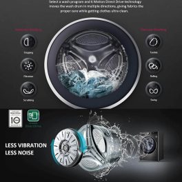 LG FHV1409ZWP, 9 KG 1400 RPM Fully Automatic Front Load Machine with AI Direct Drive Motor, Steam, Smart Diagnostics, Platinum Silver