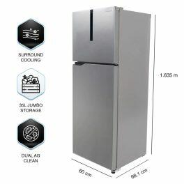 Panaonic TG322BVHN, 309 Litre 2 Star Double Door Refrigerator with 6 Stage Intelligent Inverter Compressor and 35 Litre Jumbo Vegetable Box, Grey