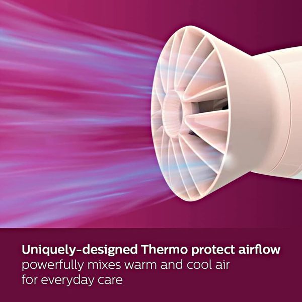 Philips BHD308/30, 1600 Watt Hair Dryer with 3 drying Setting, Thermoprotect temperature Setting and foldable handle, White