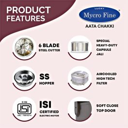 Mycrofine Diva Plus, 6.5 KG SS Grinding chamber with 6 Blade Rotter Cutter, 100% Copper Motor, Air Cooler High Tech Filter and Soft Close Door, Cherry Blossom