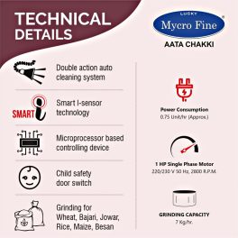 Mycrofine Diva Plus, 6.5 KG SS Grinding chamber with 6 Blade Rotter Cutter, 100% Copper Motor, Air Cooler High Tech Filter and Soft Close Door, Cherry Blossom