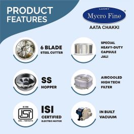 Mycrofine Shine Plus, 6.5 KG MS Grinding chamber with 6 Blade Rotter Cutter, 100% Copper Motor, Soft Close Door and Stainless Steel Hopper, Sun Flower