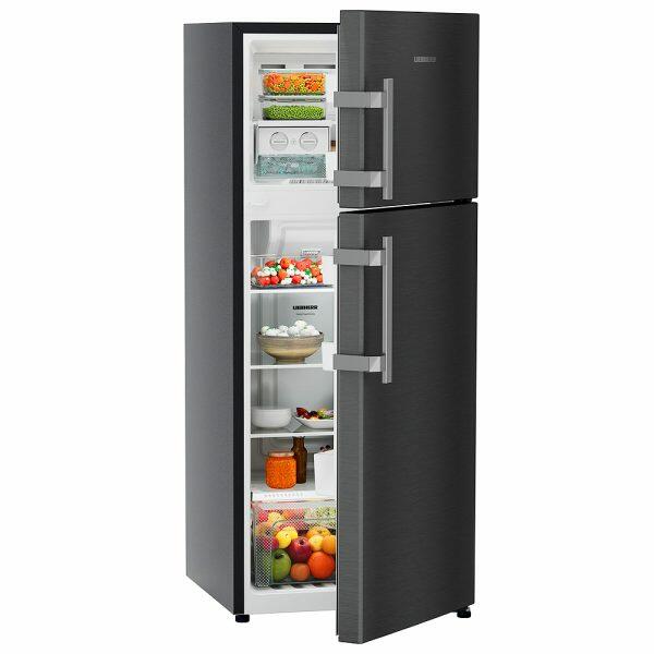 Liebherr TCLBSB 2411, 245L 2 Star inverter, Hot to Cool, Pocket Handle, Frost Free Double Door Refrigerator, 20 Years Warranty on Compressor, Freezer 51 L, Black Steel