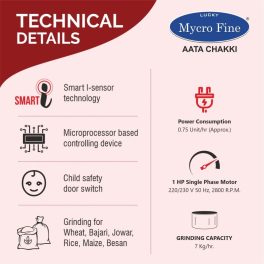 Mycrofine Neo Plus, 6.5 KG MS Grinding chamber with 6 Blade Rotter Cutter, 100% Copper Motor and Air Cooler High Tech Filter, Prism