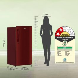 Haier HRD-1851BBR 165 Litre 2 Star Single Door Refrigerator, Burgandy Red