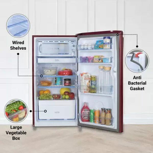 Haier HRD-1851BBR 165 Litre 2 Star Single Door Refrigerator, Burgandy Red