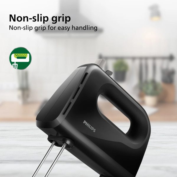 Philips HR3705/10, 300 Watt Hand Mixer with 5 Speed Control Setting, Cord Clip for tidy Storage and large Eject button, Black