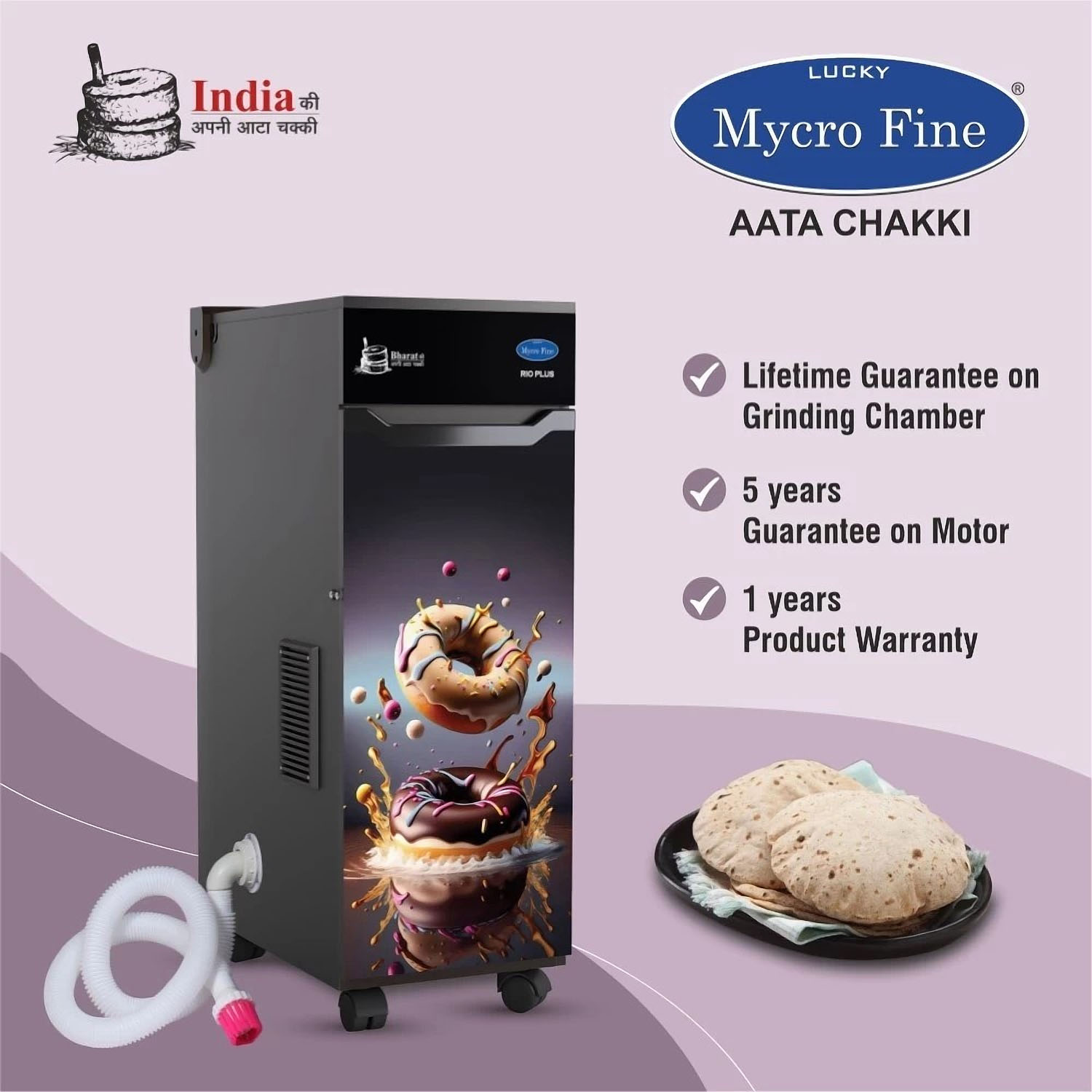 Mycrofine 6.5 KG MS Grinding chamber with Vacuum Cleaner with 6 Blade Rotter Cutter, 100% Copper Motor and Soft Close Door, RIO PLUS DOUGHNUT Mycrofine 6.5 KG MS Grinding chamber with Vacuum Cleaner with 6 Blade Rotter Cutter, 100% Copper Motor and Soft Close Door, RIO PLUS DOUGHNUT