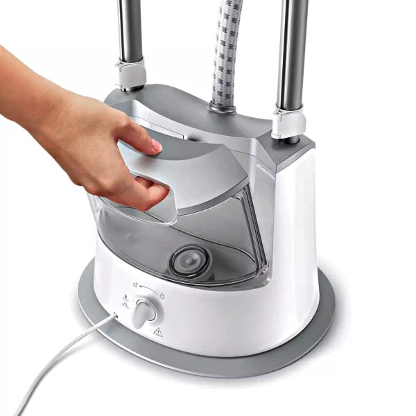Philips GC487/80, 1800 Watt Stand Steamer with 3 Steam Setting for different kind of fabrics, 1.4 Litre Water Tank and 40% Larger Steam Plate, White