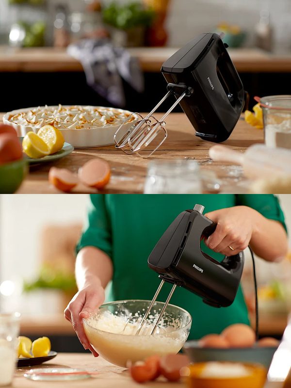 Philips HR3705/10, 300 Watt Hand Mixer with 5 Speed Control Setting, Cord Clip for tidy Storage and large Eject button, Black