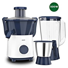 Philips HL7567, 500 Watt 2 Jar Mixer Grinder with Easy to assemble with dual lock system and Non-Slip Feet, White/Blue