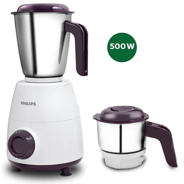 Philips HL7506/00, 500 Watt 2 Jar Mixer Grinder with Easy to assemble with dual lock system and Non-Slip Feet, White