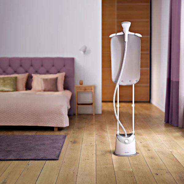 Philips GC487/80, 1800 Watt Stand Steamer with 3 Steam Setting for different kind of fabrics, 1.4 Litre Water Tank and 40% Larger Steam Plate, White