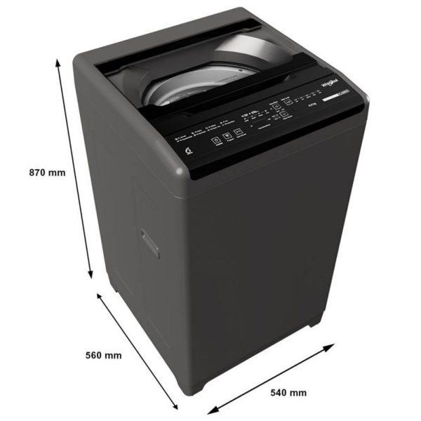 Whirlpool Whitemagic Classic, 6.5 KG Fully Automatic Machine with 6th Sense Technology and Hard Water Wash, Grey