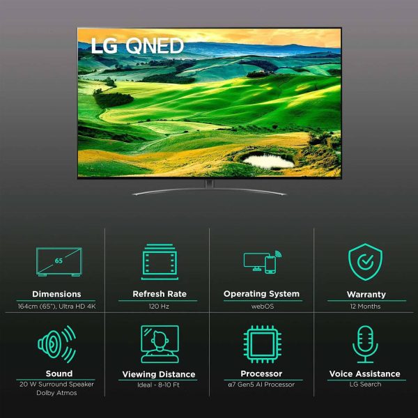 LG 65QNED81, 65Inch 4K QNED TV with A7 Gen 5 Processor, Black