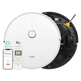 Haier TH27U1, Smart Robot Vacuum Cleaner with Wi-Fi Connectivity, Google Assistant, Alexa with Voice Control, Application and Remote Control, Silver