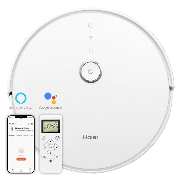 Haier TH27U1, Smart Robot Vacuum Cleaner with Wi-Fi Connectivity, Google Assistant, Alexa with Voice Control, Application and Remote Control, Silver