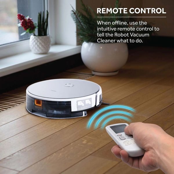 Haier TH27U1, Smart Robot Vacuum Cleaner with Wi-Fi Connectivity, Google Assistant, Alexa with Voice Control, Application and Remote Control, Silver