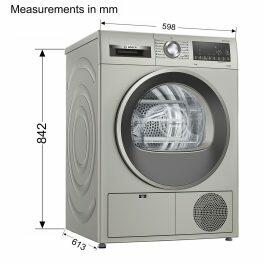 Bosch WPG23108IN, 8 KG Fully Automatic Condensed Dryer with Auto Dry, Sensitive Drying Systems, Anti- Crease and Anti- Vibration, Silver