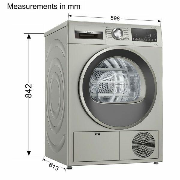 Bosch WPG23108IN, 8 KG Fully Automatic Condensed Dryer with Auto Dry, Sensitive Drying Systems, Anti- Crease and Anti- Vibration, Silver