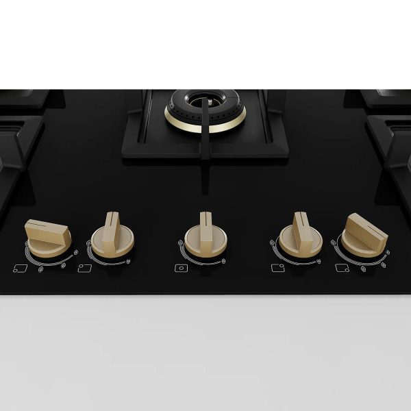 Bosch PNV9B6G20I, 5 Burner 90 CM Hob with 6mm Tempered Glass, Auto-Ignition and Flame Failure Safety Device, Black