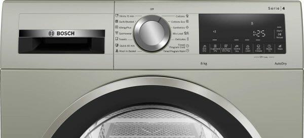 Bosch WPG23108IN, 8 KG Fully Automatic Condensed Dryer with Auto Dry, Sensitive Drying Systems, Anti- Crease and Anti- Vibration, Silver