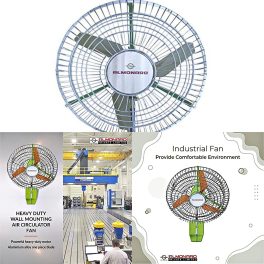 Almonard 450MM Wall Fan, 18 Inch Robust fan with 90 Degree Wide Spread Oscillation and 22 Degree to 45 Degree Adjustable Vertical Oscillation, Silver/Green