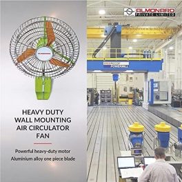 Almonard 450MM Wall Fan, 18 Inch Robust fan with 90 Degree Wide Spread Oscillation and 22 Degree to 45 Degree Adjustable Vertical Oscillation, Silver/Green