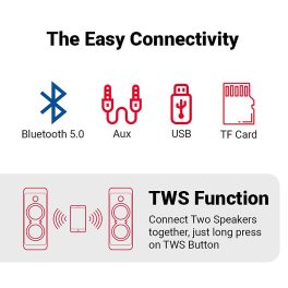 Akai PM-100P, 100 Watts Bluetooth Party Speaker with 5 Hours of Playtime, Karoke with Wireless Mic and Recording, Black