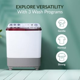 Haier HTW85-186, 8.5 KG Semi Automatic Machine with Anti Bacterial Vortex Pulsator, Magic Filter and Spray, Wine Burgandy