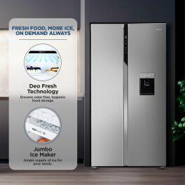 Haier HRS-682SWDU1, 596 Litre Side by Side Refrigerator with Dispenser and Wi-Fi Enabled, Silver