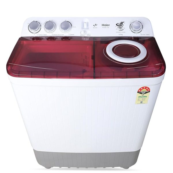 Haier HTW85-186, 8.5 KG Semi Automatic Machine with Anti Bacterial Vortex Pulsator, Magic Filter and Spray, Wine Burgandy