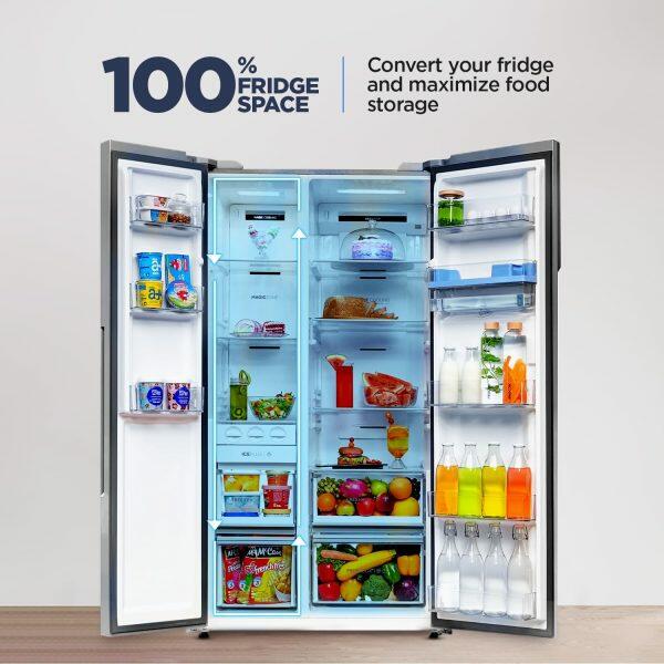 Haier HRS-682SWDU1, 596 Litre Side by Side Refrigerator with Dispenser and Wi-Fi Enabled, Silver