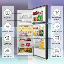 Haier HRF-3783CPG, 328 Litre 3 Star Double Door Refrigerator with Triple Inverter and 10-in-1 Convertible, Cream Pink Glass