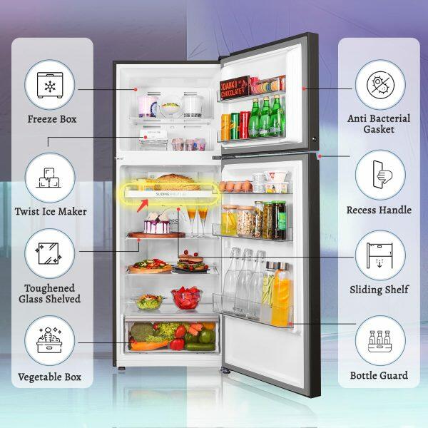 Haier HRF-3783CPG, 328 Litre 3 Star Double Door Refrigerator with Triple Inverter and 10-in-1 Convertible, Cream Pink Glass