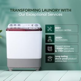 Haier HTW85-186, 8.5 KG Semi Automatic Machine with Anti Bacterial Vortex Pulsator, Magic Filter and Spray, Wine Burgandy