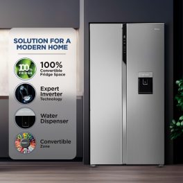 Haier HRS-682SWDU1, 596 Litre Side by Side Refrigerator with Dispenser and Wi-Fi Enabled, Silver