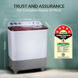 Haier HTW85-186, 8.5 KG Semi Automatic Machine with Anti Bacterial Vortex Pulsator, Magic Filter and Spray, Wine Burgandy