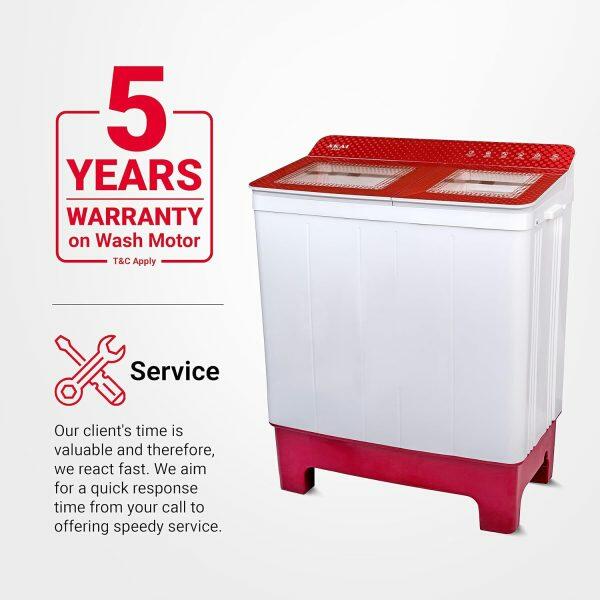 Akai 8.5 KG Semi-Automatic Machine (AKSA-85CRTGSS, Red)