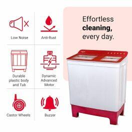 Akai 8.5 KG Semi-Automatic Machine (AKSA-85CRTGSS, Red)