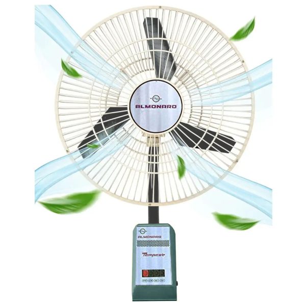 Almonard 450MM Wall Fan, 18 Inch Robust fan with 90 Degree Wide Spread Oscillation and 22 Degree to 45 Degree Adjustable Vertical Oscillation, Silver/Green