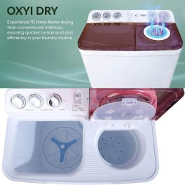 Haier HTW85-186, 8.5 KG Semi Automatic Machine with Anti Bacterial Vortex Pulsator, Magic Filter and Spray, Wine Burgandy