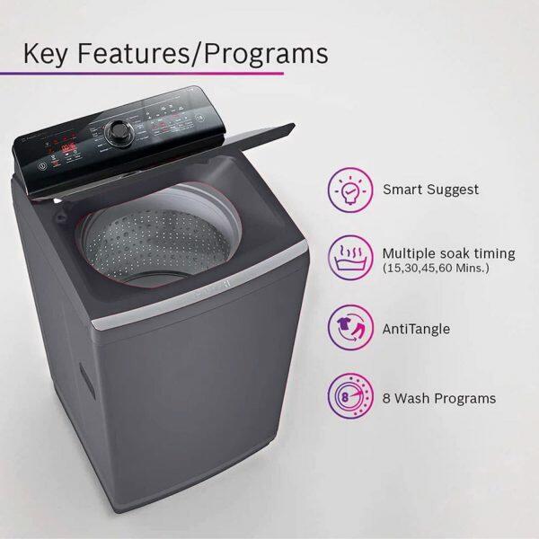 Bosch 7.5KG Top-Load Machine (WOE751D0IN, Dark Grey)