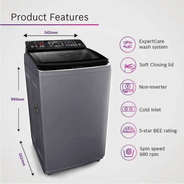 Bosch 7.5KG Top-Load Machine (WOE751D0IN, Dark Grey)