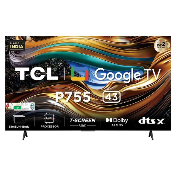 TCL 43P755, 43 Inch 4K Ultra HD Google TV with Dolby Atmos Audio, Dolby Vision and Voice Control with Google Assistant, Black