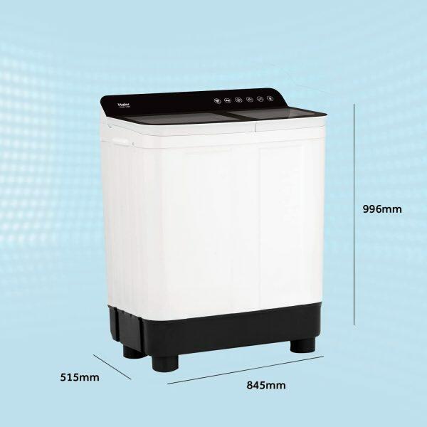 Haier HTW-70, 7 KG Semi Automatic Machine with Vortex Pulsator, Magic Filter and Anti Rat Mesh Black